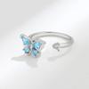 COLORFUL BLING Fidget Sunflower Evil Eye Daisy Spinner Stackable Rings Bee Butterfly Adjustable Open Rotatable CZ Cubic Zirconia Anti Stress for Women Wedding Jewelry-Butterfly view 3