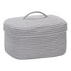 Sea Team Oval Cotton Rope Storage Basket with Lid, Lidded Woven Storage Bin, Nursery Storage Container, Diaper Caddy, Baby Shower Basket, Box, Organizer, 15 x 11 x 6.5 Inches (Medium, Grey) view 1