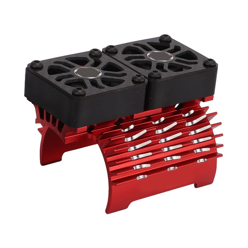 RC Brushless Motor Fan, Double Fan Aluminum Heat Sink 40-42mm for 1/8 Scale RC Car Cooling, for RC Enthusiasts and Hobbyists(red)