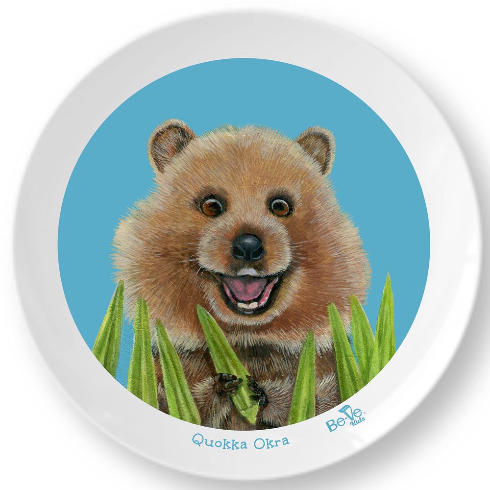 Life-like 10" Quokka Plate for Children. Meet Quokka Okra! Made in the USA, BPA-Free, Break Resistant Durable Unisex Kids & Toddler Dish. Fun Animal Lover Vegan Gift!