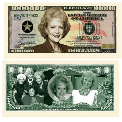 American Art Classics Betty White Million Dollar Bill - Pack of 100 - Limited Edition Commemorative Collectible Bill - Best Accessory Gift for Lovers of Betty White