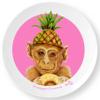 Interactive, Fun and Educational. Meet Pineapple Princess a Life-like 10" Monkey Plate for Children. Made in the USA, BPA-Free, Durable Unisex Kids & Toddler Animal Dishes Gifts Picnics view 1