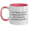 Arcade Games Mug playing arcade game Two Tone, 11oz, Pink view 1