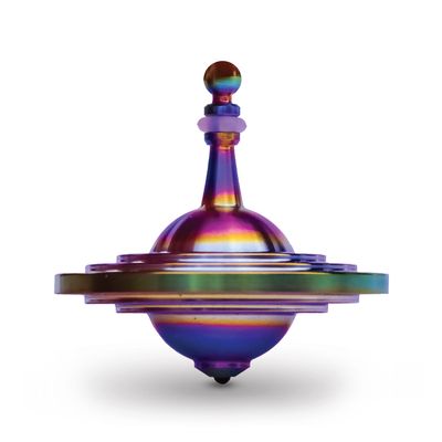 Plexity Labs UFO Tops - Cussac - Metal Spinning Top - Inspired by The Documented 1967 UFO Sighting in Cussac, France (Psychedelic Steel)
