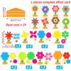 24 Packs Mother's Day Spring Time Flower Craft Kits for Kids Spring Sunflower Floral DIY Art Spring Craft Set Home Preschool Classroom Game Activities Spring Party Decors view 2