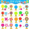 24 Packs Mother's Day Spring Time Flower Craft Kits for Kids Spring Sunflower Floral DIY Art Spring Craft Set Home Preschool Classroom Game Activities Spring Party Decors view 3