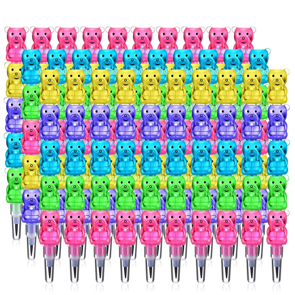 HAIJSEVR 30 Stackable Bear Colored Pencils, 5 in 1 Plastic Birthday Gift