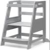 TOETOL Bamboo Toddler Step Stool Grey Learning Standing Helper Tower for Toddlers Kitchen Stools Counter 3 Height Adjustable Helper with Non-Slip Mat view 1