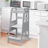 TOETOL Bamboo Toddler Step Stool Grey Learning Standing Helper Tower for Toddlers Kitchen Stools Counter 3 Height Adjustable Helper with Non-Slip Mat view 2