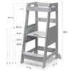 TOETOL Bamboo Toddler Step Stool Grey Learning Standing Helper Tower for Toddlers Kitchen Stools Counter 3 Height Adjustable Helper with Non-Slip Mat view 3