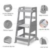 TOETOL Bamboo Toddler Step Stool Grey Learning Standing Helper Tower for Toddlers Kitchen Stools Counter 3 Height Adjustable Helper with Non-Slip Mat view 4