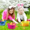80UncleKimby 18PCS Easter Baskets Small for Kids Bulk with Handles Plus 70g Easter Grass Stuffers Fillers Egg Hunt Game Gifts Party Favors 6.5" x 6.7" view 2