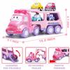 Cartoon Vehicle Toy for Toddler Girl, 9-in-1 Pink Carrier Truck for Baby Girls, Friction Power Transport Car with Light and Sound, Toys for 3 Years Old Little Girl Kid Child Infant Gift Birthday view 4