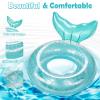 HeySplash Pool Floats Kids, Inflatable Swimming Ring Mermaid Tail Shaped Swim Tube Floaties, Summer Water Fun Beach Party Swimming Pool Toys for Kids Children Water Activities, Rose Gold + Blue view 2