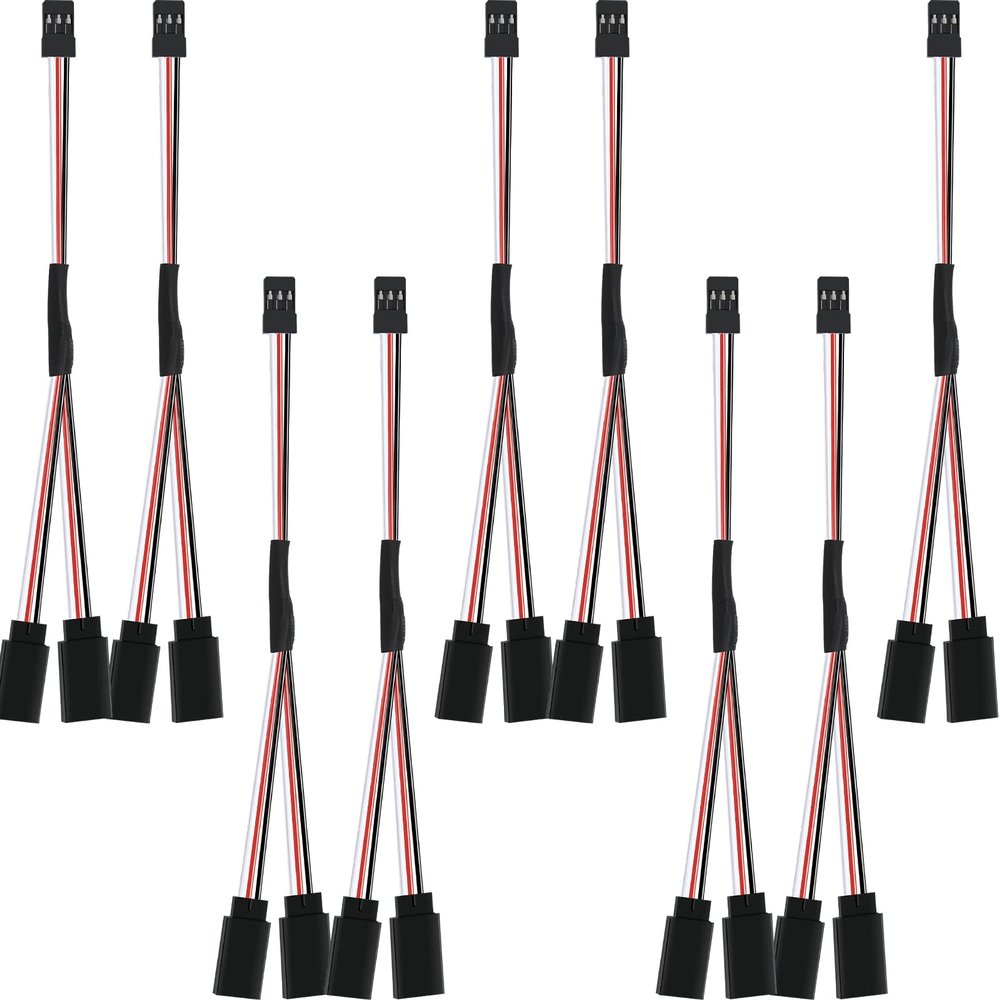 Eccliy 9 Pieces Y Connector 3 Pin Plug Splitters Servo Extension Male to Female Servo Extension Cord Wire Cable Compatible with Jst Rc Jr Futaba Rc Car or Airplanes(Male to 2 Female Y Harness)