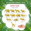 Deekin 24 Pcs Gold Plastic Animal Figurines Toys Zoo Safari Animals Figures Safari Figurines Decor Mini Jungle Cake Toppers for Themed Birthday Party view 2