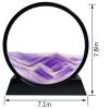 HYUGF Moving Sand Art Picture Decor, 3D Deep Sea Sandscape Liquid Motion, Round Glass Frame Display Flowing Sand Relaxing Gift for Kids Adults Home Office Work Desktop Decoration Toy (Purple, 7") view 3
