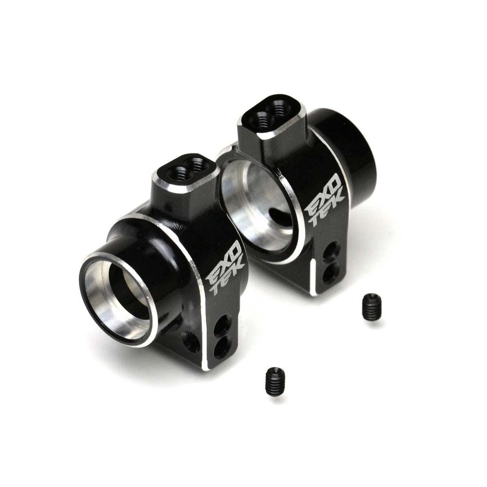 EXOTEK RACING LLC 22S Rear Hd Hub Set 1Pr 7075 Black W/Silver ETK2029 Electric Car/Truck Option Parts