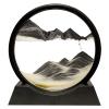 HYUGF Moving Sand Art Picture Decor, 3D Deep Sea Sandscape Liquid Motion, Round Glass Frame Display Flowing Sand, Relaxing Gift for Kids Adults Office Work Home Desktop Decoration Toy (Black, 12") view 1