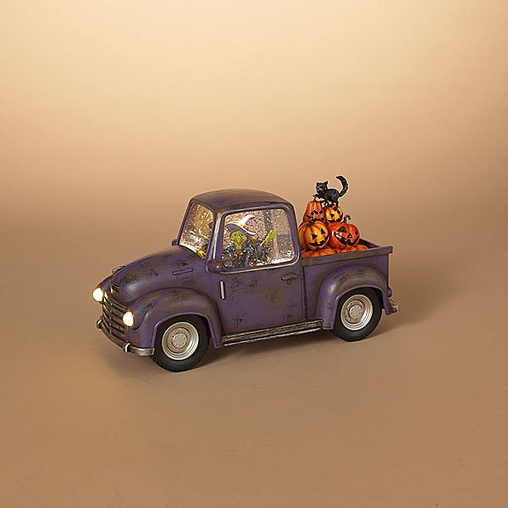 Gerson 2648650 Battery Operated Lighted Spinning Water Globe Halloween Truck, 11.25-inch Length