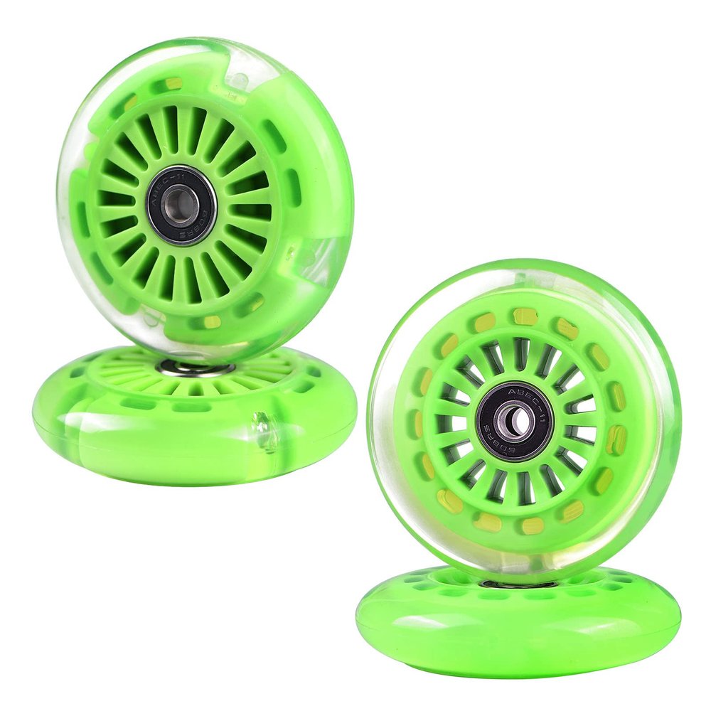 Gladeer 90mm Wiggle Car Polyurethane Replacement Wheels Set Upgrades for PlasmaCar Ride-on Toys Wiggle Car Replacement Wheels, 4-Pack (Green)