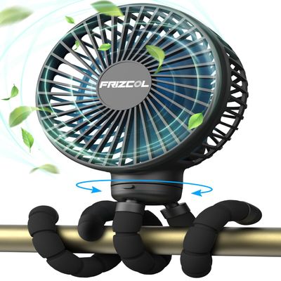 FRIZCOL Stroller Fan for Baby - Portable Fans Rechargeable - Battery Operated Fan(Use for 24Hrs) - Fan for Handheld/Clip On/Car Seat/Desk/Camping