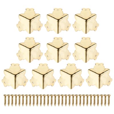 uxcell 25x25x25mm Metal Box Corner Protectors Iron Edge Guard, Gold Tone 12pcs