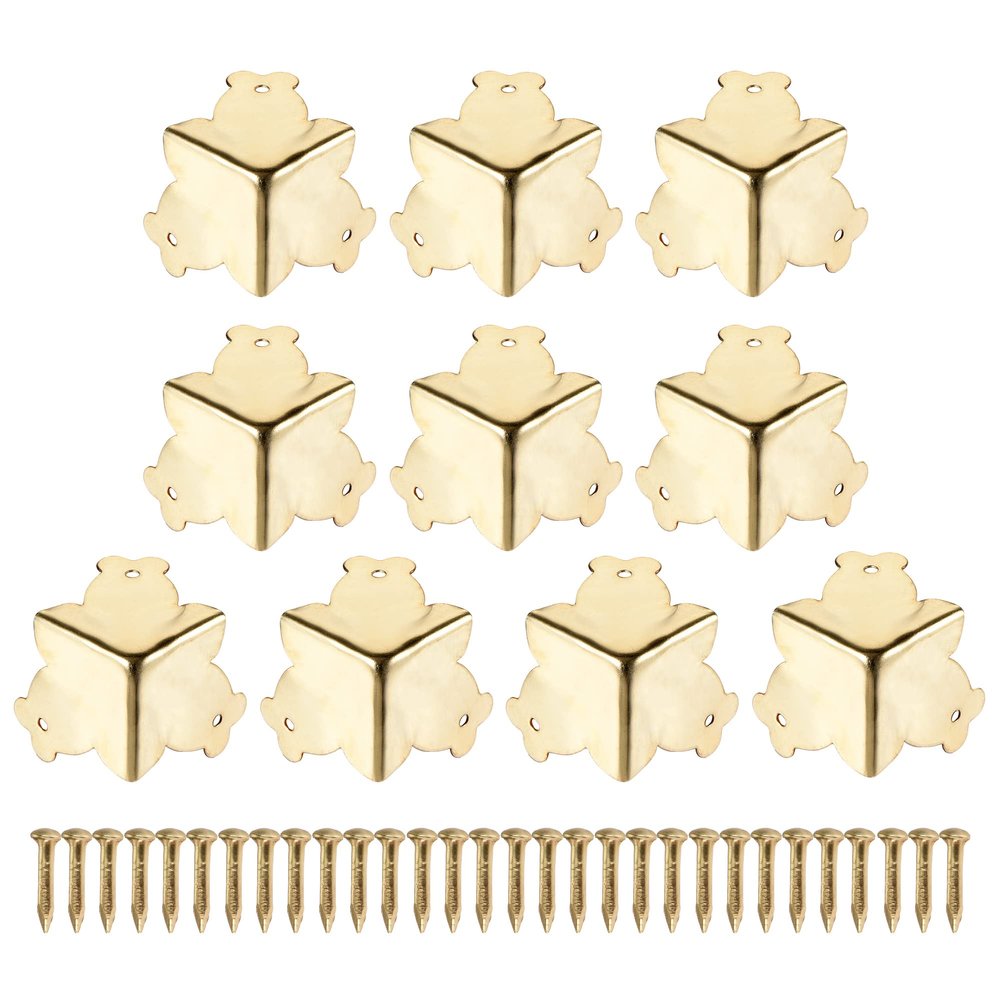 uxcell 25x25x25mm Metal Box Corner Protectors Iron Edge Guard, Gold Tone 12pcs