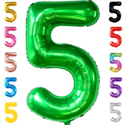 KatchOn, Big, Green Five Balloon Number - 40 Inch | Green Number 5 Balloon, 5th Birthday Decorations for Boys | Number Balloons for Happy Anniversary Decorations | Dinosaur birthday decorations