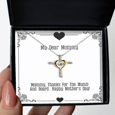 amangny Mommy, Thanks for The Womb and Board. Happy Mother's Day! Mommy Cross Dancing Necklace, Gag Mommy Gifts, for Mom