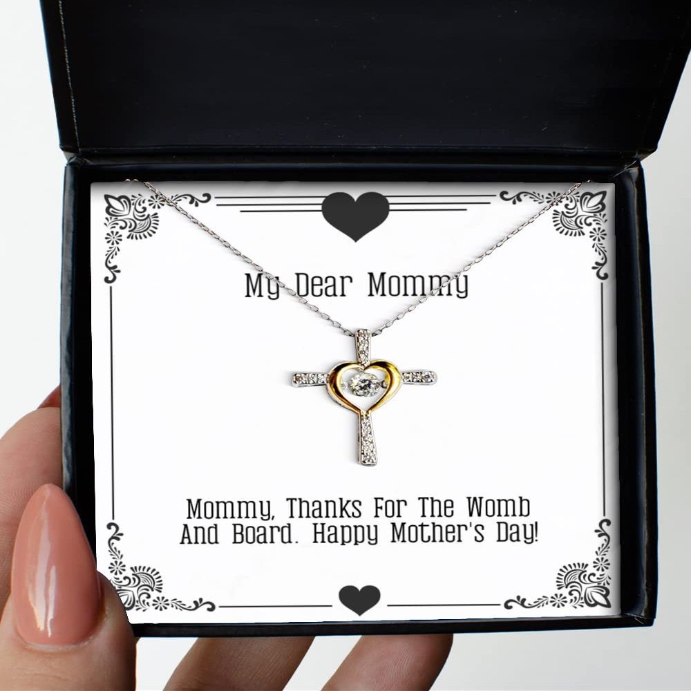 amangny Mommy, Thanks for The Womb and Board. Happy Mother's Day! Mommy Cross Dancing Necklace, Gag Mommy Gifts, for Mom