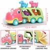 Dinosaur Car Toy For Toddler Girl, Dino Carrier Truck With 4 Mini Cartoon Pull Back Cars With Realistic Lights And Sounds, Pink Girls Toys For Kid Child Baby Age 3 Years Old Birthday Party Gift view 2