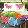 Dinosaur Car Toy For Toddler Girl, Dino Carrier Truck With 4 Mini Cartoon Pull Back Cars With Realistic Lights And Sounds, Pink Girls Toys For Kid Child Baby Age 3 Years Old Birthday Party Gift view 3