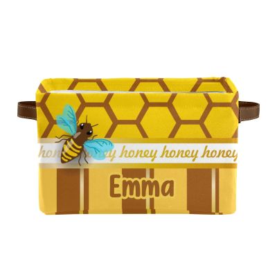 Deven Bee Honey Personalized Large Storage Baskets for Organizing Shelves with Handle,Closet Decorative Storage Bins for Bathroom,Nursery,Home 1 Pack