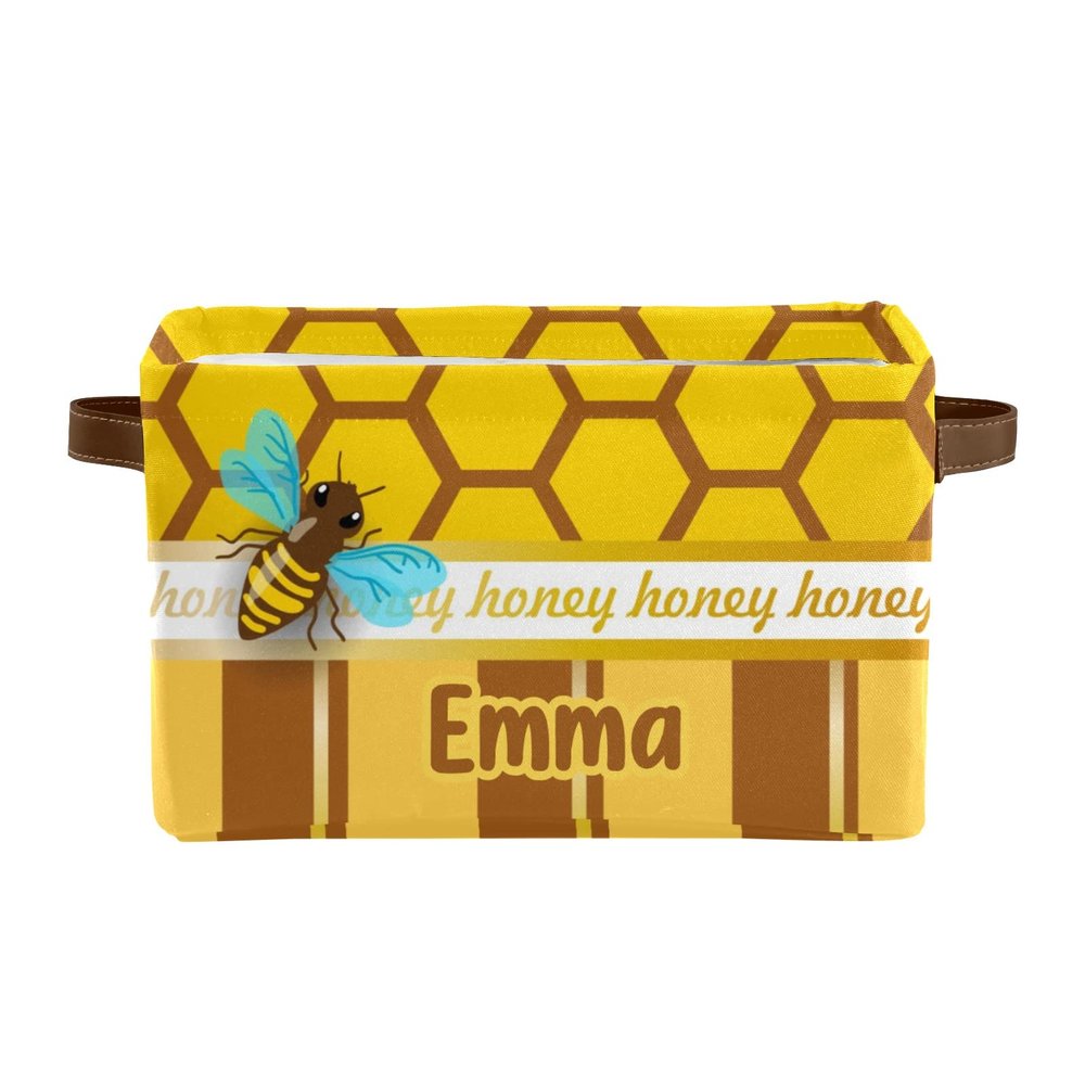 Deven Bee Honey Personalized Large Storage Baskets for Organizing Shelves with Handle,Closet Decorative Storage Bins for Bathroom,Nursery,Home 1 Pack