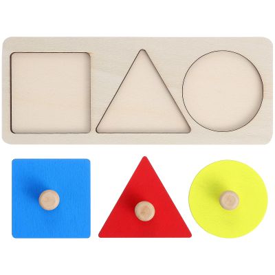1 Set Wooden Shape Peg Puzzle Montessori Geometric Panel Wood Knob Board Colorful Sorting Puzzle for Early Education Math Recognition Toy