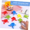 Kisangel 12pcs Plastic Jumping Frogs, Finger Pressing Bouncing Frog Toy with Bucket for Kids Easter Birthdays Party Favors, Mixed Color view 3