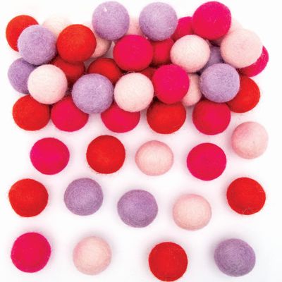 Baker Ross Felt Balls-Pack of 50, Kids Valentine's Craft Supplies (FC308), Assorted