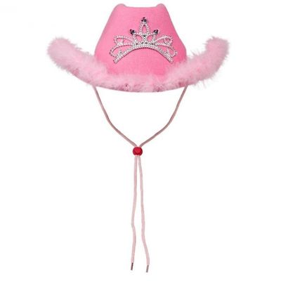 Ruluti Pink Red Cowboy Hat Blinking Crown Tiara Cowgirl Princess Hat Holiday Costume Party Supply