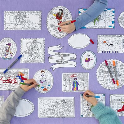 eatsleepdoodle Coloring Powerful Women Tablecloth for Kids Reusable Washable Table Cover with 10pcs Washable Markers, Fun Arts & Crafts for Boys & Girls, Activity Blanket for Parties, Birthdays