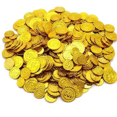 100pcs Plastic Gold Coins Pirate Fake Money Toy Coins for Kids Pirate Game Coin for Children Games