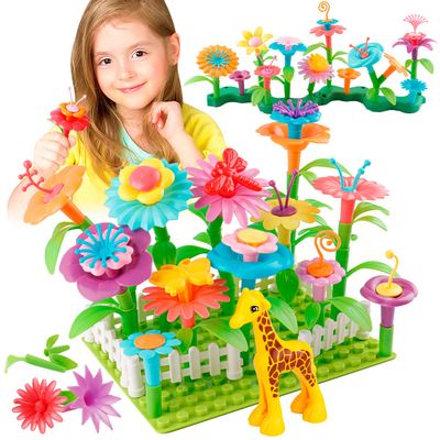 Flower Garden Building Toys for Toddler Girls - Stem Toys for 3 4 5 6 Year Old Kids Preschool Learning Activities, Educational Floral Gardening Stacking Toy Set, Birthday Gifts for Girls Age 3-6
