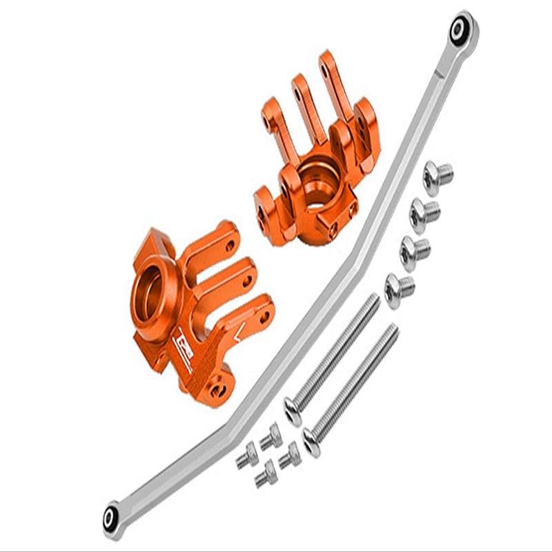 Axial 1/10 RBX10 Ryft 4WD Rock Bouncer AXI03005 Upgrade Parts Aluminum Front Knuckle Arm With Steering Rod - 13Pc Set Orange