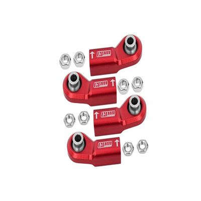 Front Steering Tie Rod Aluminum Ball Ends For Axial 1/6 SCX6 Jeep JLU Wrangler AXI05000-4Pc Set Red