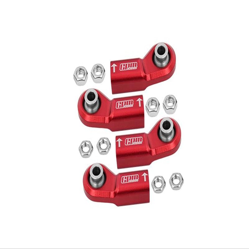 Front Steering Tie Rod Aluminum Ball Ends For Axial 1/6 SCX6 Jeep JLU Wrangler AXI05000-4Pc Set Red