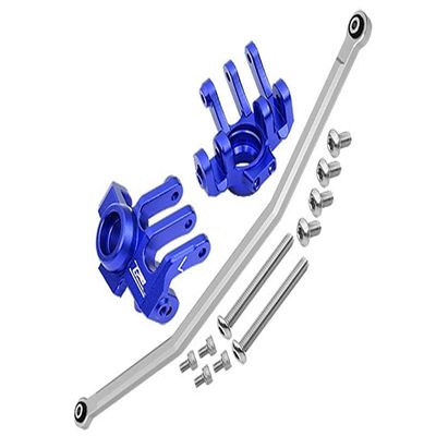 Axial 1/10 RBX10 Ryft 4WD Rock Bouncer AXI03005 Upgrade Parts Aluminum Front Knuckle Arm With Steering Rod - 13Pc Set Blue