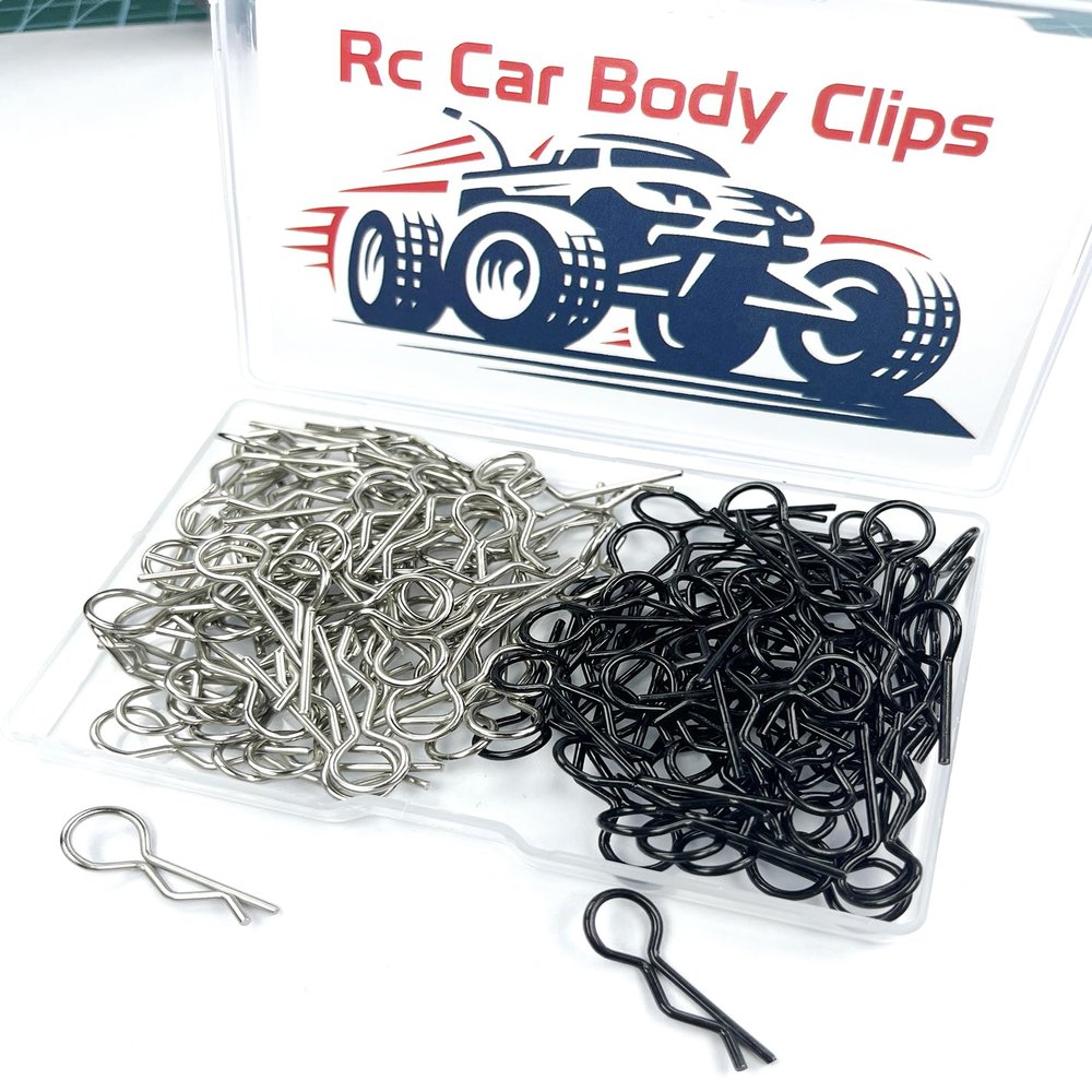 130PCS RC Car Body Clips R Pins Universal Silver and Black for All 1/10 Scale Traxxas Redcat HPI Axial HSP 1/8 1/10 1/12 RC Car Truck Buggy Shell Body Clips Pins RC Vehicles Replacement Parts