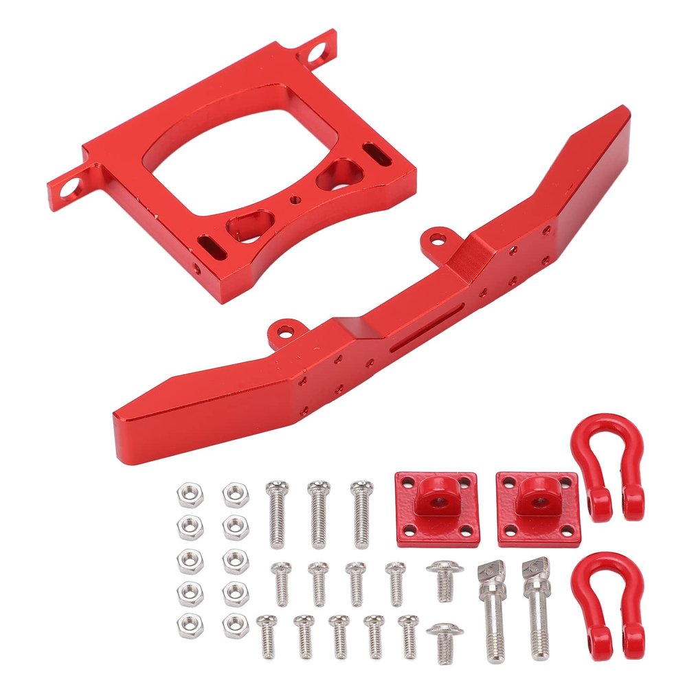 RC Car Front & Rear Bumper Kit, Front & Rear Aluminum Alloy Bumpers Set Upgrade DIY Parts Compatible with B14 B16 Q61 1/16 Remote Control Car(Red)
