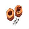GPM For Losi 1/18 Mini-T 2.0 2WD Stadium Truck Upgrade Parts Aluminum Rear Wheel Hex Adapters 5mm Thick - 4Pc Set Orange view 1