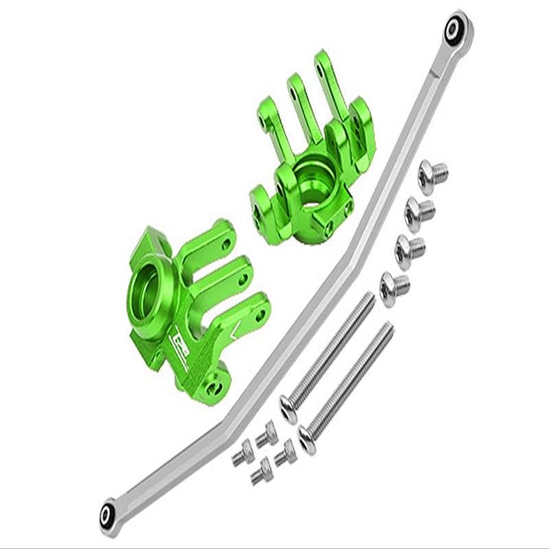 Axial 1/10 RBX10 Ryft 4WD Rock Bouncer AXI03005 Upgrade Parts Aluminum Front Knuckle Arm With Steering Rod - 13Pc Set Green